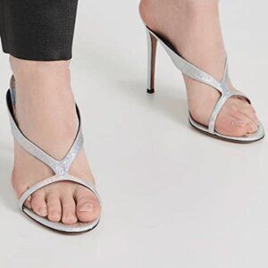 NWOT Alexandre Vauthier Metallic Croc-Embossed Leather Sandals Size 40